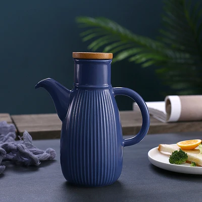blue450ML 450/750 мл керамический распылитель для масла бутылка для выливания оливкового масла бутылка горшок герметичный соус бутылка для уксуса масло диспенсер Cruet - Цвет: blue450ML