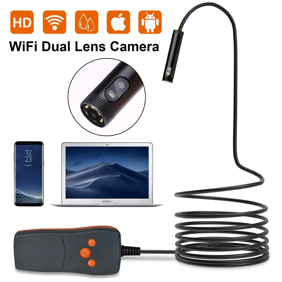 

1m/2m/3m/5m 6 LEDS Wireless WiFi Endoscope Camera HD Inspection Camera For Android For iPhone Endoscope 8mm Camera