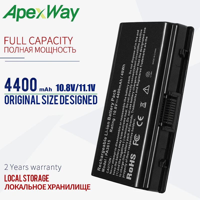 ApexWay 4400 мАч 11 1 В Аккумулятор для ноутбука Toshiba Equium L40 спутникового PA3615U-1BRM PA3615U-1BRS