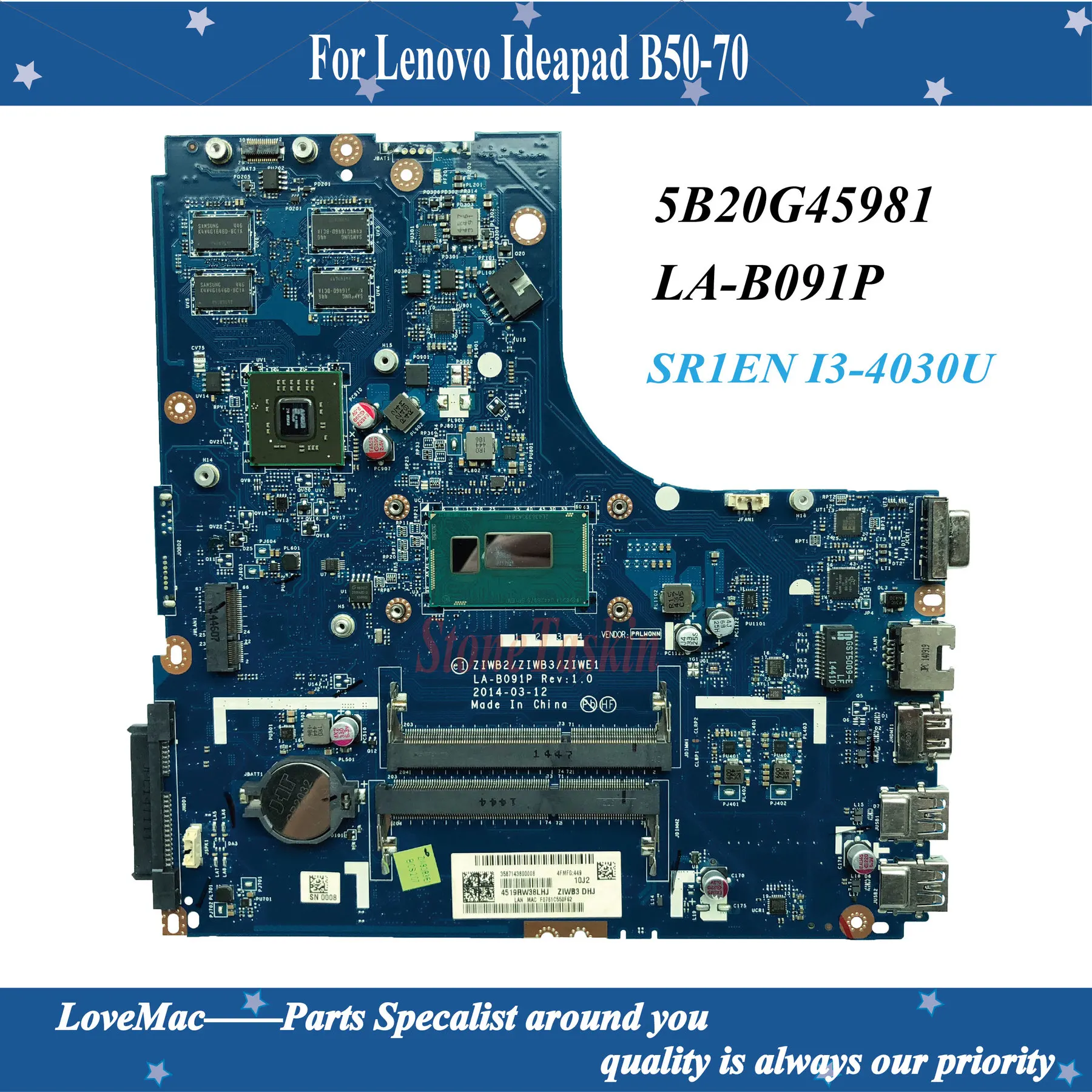 Высокое качество FRU:5B20G45981 для Lenovo Ideapad B50-70 Материнская плата ноутбука LA-B091P SR1EN