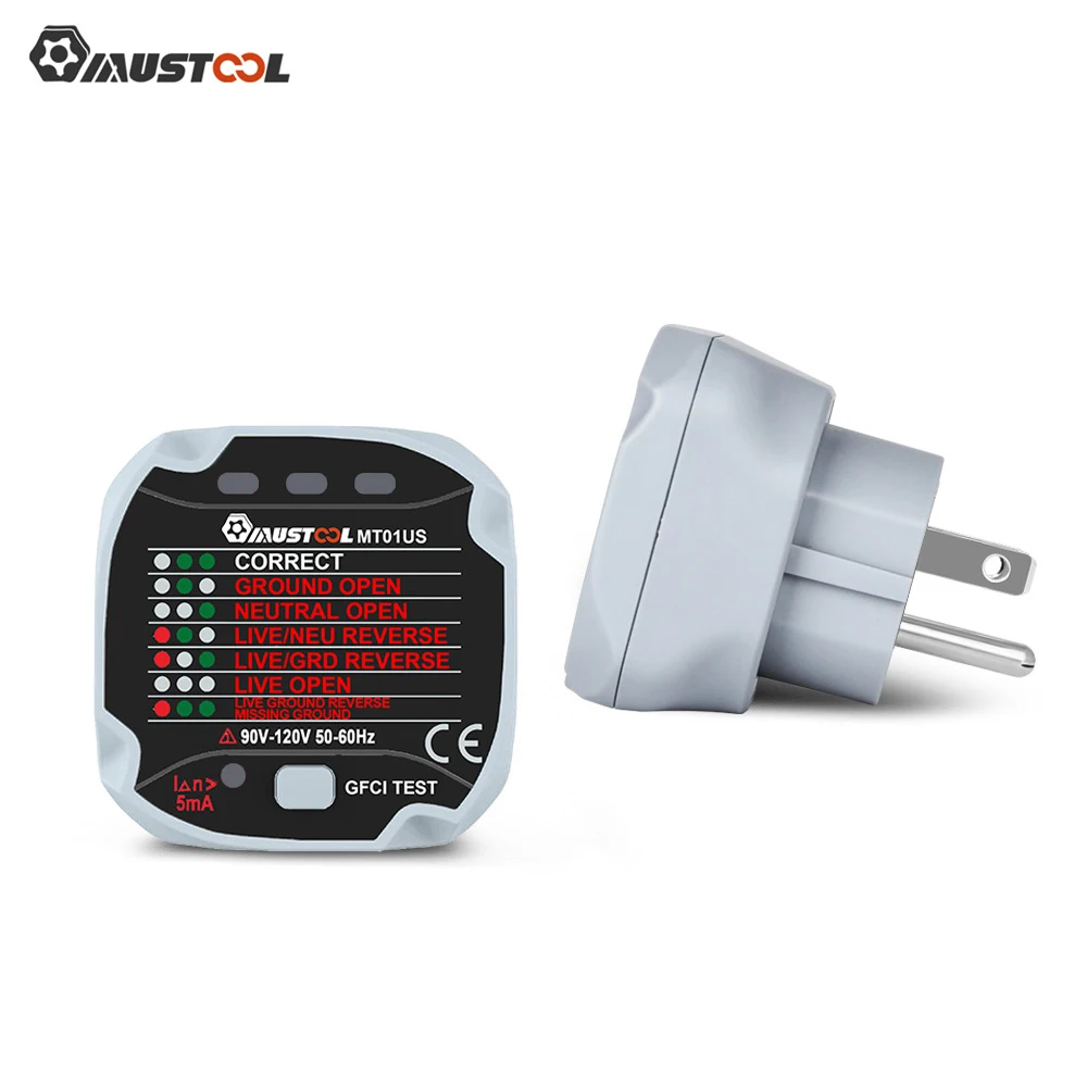 

MUSTOOL MT01ER Socket Tester Leakage Switch Tester Live Wire Neutral Wire Ground Wire Tester New