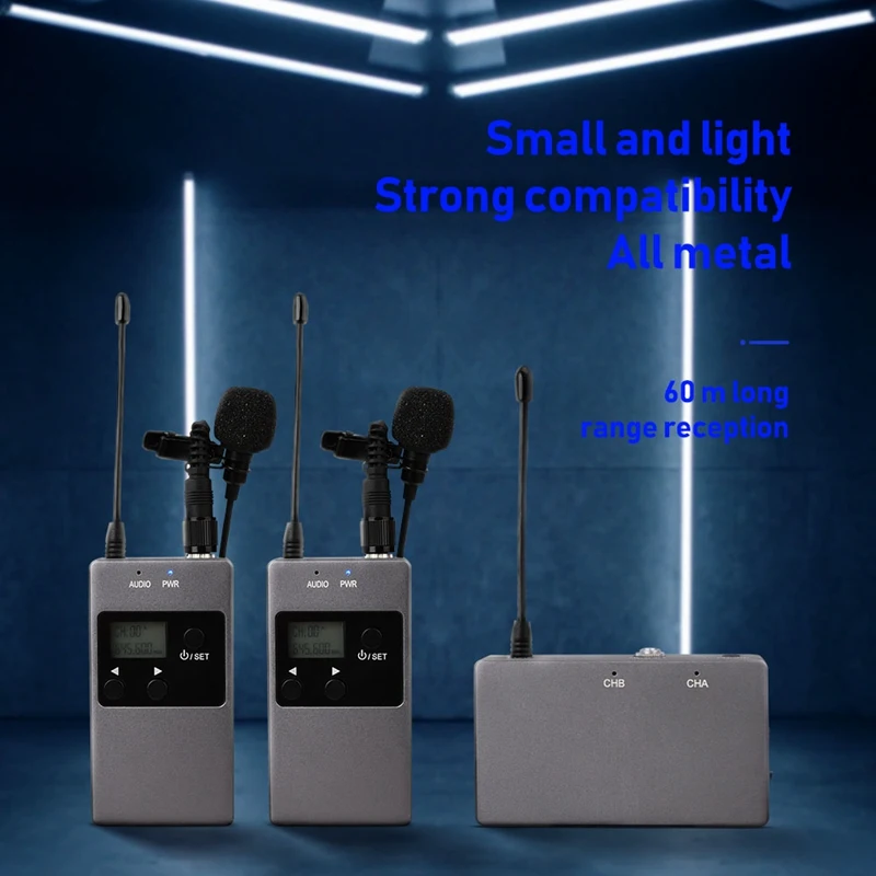 

KW-M01 50-Channel UHF Professional Chargable Dual Wireless Lavalier Microphone System for Canon 5DII/5DIII,6D,Camcorder & Smartp