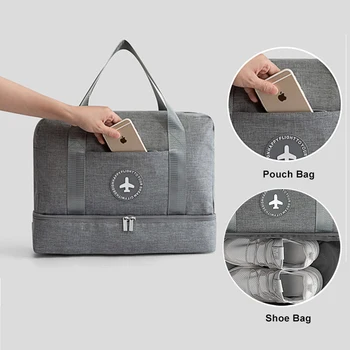 

Waterproof Travel Clothes Storage Bag Outdoor Sports Gym Swimming Beach Storage Bag with Shoe Storage Bag Women Shoulder Bag