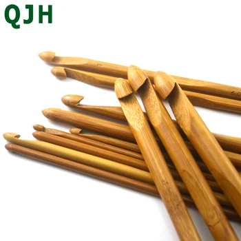 

12 Size 15cm Crochet Hooks Bamboo Knitting Needles Knit Weave Yarn Crafts DIY Knitting Tools 3.0mm-10.0mm