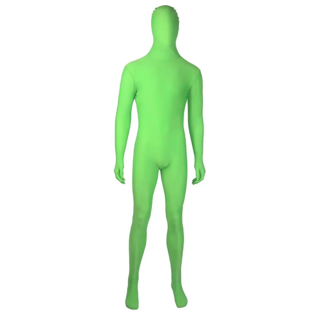 Зеленый мужской костюм зентай взрослые трико из спандекса второй кожи полный