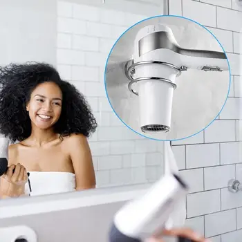 

Aluminum Hair Dryer Holder Stainless Steel Wall Mounted Rack Shelf Hairdryer Storage Holder Bathroom Accessories