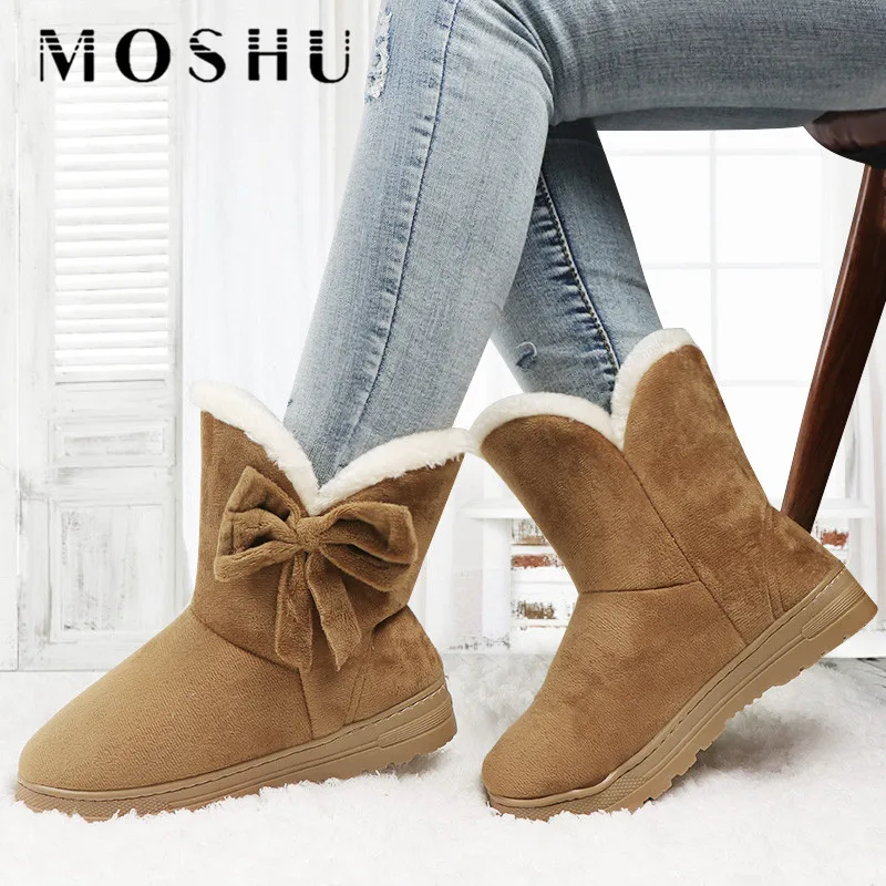 

Women Winter Snow Boots 2019 Warm Sneakers Fur Mid-Calf Boots Plush Insole Black Shoes For Women Lace Up Chaussure Femme