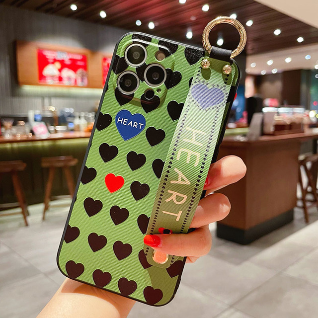 Abstract Geometry Wrist Strap Soft Phone Case For Iphone 11 12 13 Pro MAX X XR XS SE 2020 7 8 Plus Hand Band Bracket Cover