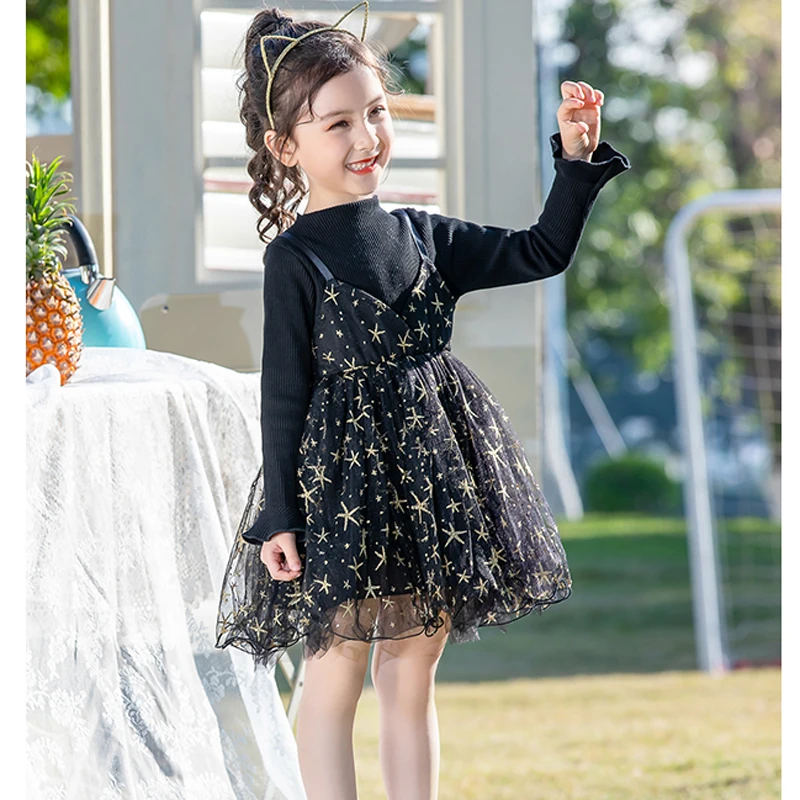 Humor Bear/платье для девочек; детская одежда для девочек; платье для маленьких девочек со звездами; детская одежда для девочек; Сетчатое платье принцессы для дня рождения