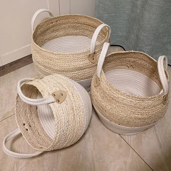 

Woven Storage Basket Desktop Storage Box Snack Toy Storage Box Holder Seagrass Wickerwork Basket Home Décor