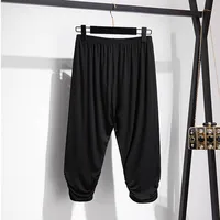 165Kg Plus Size Women's Summer Loose High-Waist Bottoming Cropped Trousers 5XL 6XL 7XL 8XL 9XL Thin Slimming Leggings Black - Image 5