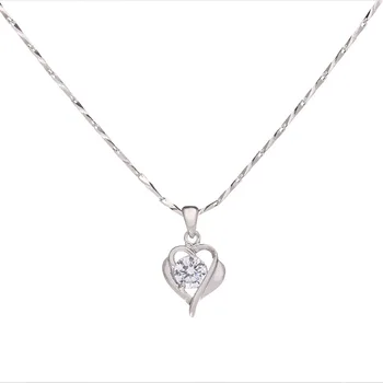 

S925 Sterling Silver Love Temperament Women's Zircon Inlaid Pendant Beautiful Clavicle Chain Valentine's Day Gift