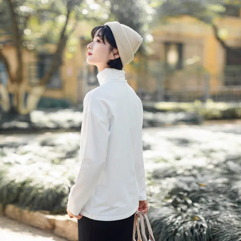 Autumn Winter New Woman Tshirts Long Sleeve Korean Style Fashion Simple Slimming Solid Turtleneck Base Sexy Tops Cotton Soft