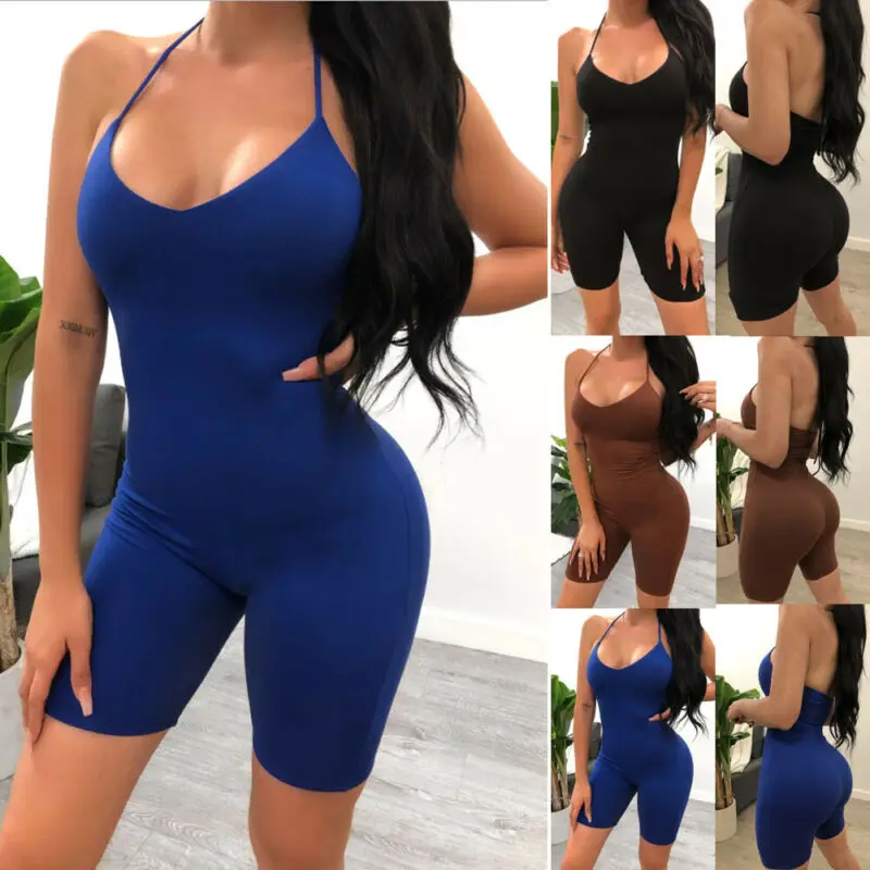 Slim Fitted Solid Tube Romper Halter Neck Streetwear Female Short Jumpsuits 2019 Summer Women Bodycon Black Stretch Playsuits
