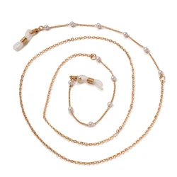 Elegant Acrylic Pearl and Crystal Eyeglasses Chain Necklace - Fashion Jewelry Accessory (Black)