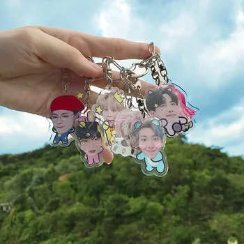 

KPOP Bangtan Acrylic Keychain Cute Q Version Key Chains Keyring Jewelry Gift for Fans Key Ring Decoration Men Women Accessories
