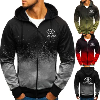 

Men Fashion Cotton Jacket TOYOTA Logo Hoodies Harajuku Pullover Zipper Coat 3d Gradient Toyota Sweatshirts Outerwear