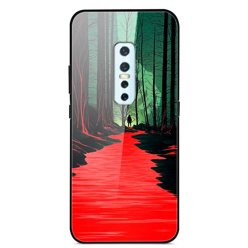 07 Чехол для Vivo V17 Pro, жесткая стеклянная задняя крышка, чехол для телефона, чехол для Vivo V17 Pro, чехол, TPU бампер, закаленное стекло для Vivo V17 Pro V17Pro - Цвет: 07