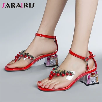 

SARAIRIS Open Toe Flip Flop Med Heels Sandals Women Chain Cute Summer Sandals Ladies Shoes