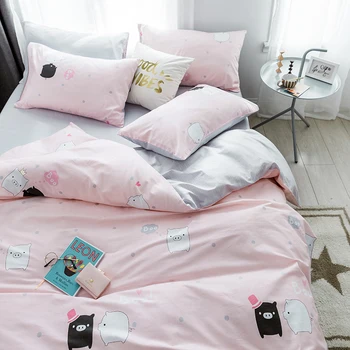 

Girl Heart Cotton Cotton Four-Piece Bedding Set Bed Sheet People Three-Piece Fitted Sheet Quilt Cover