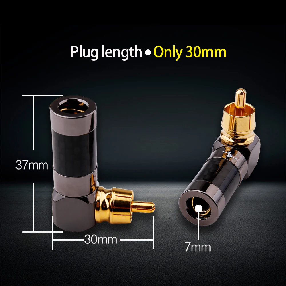 4PCS Audio Connector RCA Gold Plug Male 90 Degree Adaptor Audio Video Speaker Connector Soldering Adapter RCA Elbow Hifi Jack