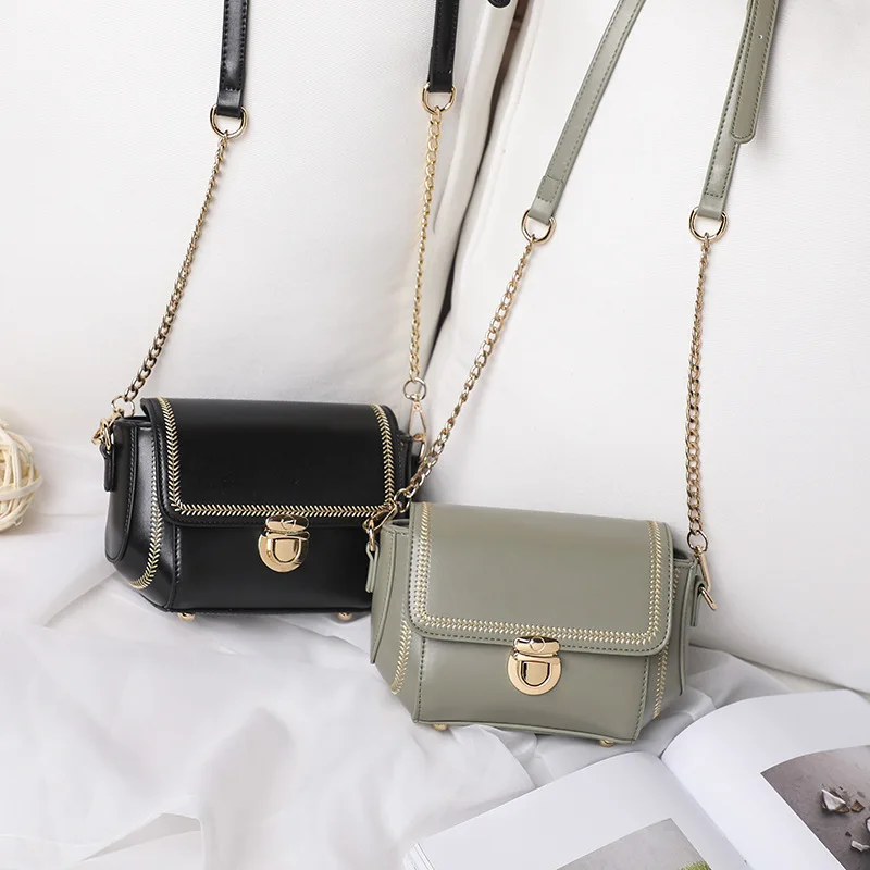 

Bag Women's 2019 New Style Contrast Color Square Sling Bag Korean-style Wide-Strap Versatile Single-shoulder Crossbody Bag a Gen