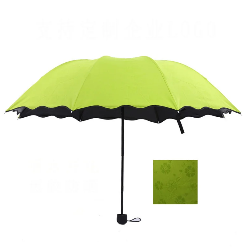 

1PCS Ruffled Edge Watering Flowers Umbrellas Black Coating Super Strong UV Sun Umbrellas Creative 3 Folding Umbrella
