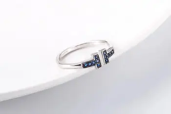 

JZ TFB RLLEN high-quality original 925 sterling silver double-T blue gemstone rings, with the logo DIY jewelry for women.