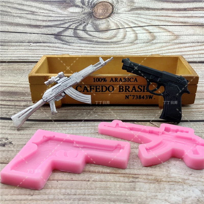 DIY пистолет AK форма помадки мыло 3D торт Силиконовая Форма Кекс желе Конфеты
