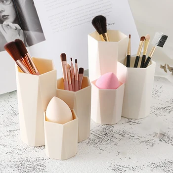 

3 Lattices Cosmetic Make Up Brush Storage Box Table Organizer Makeup Nail Polish Cosmetic Holder Make Up Tools Pen Holder Rack