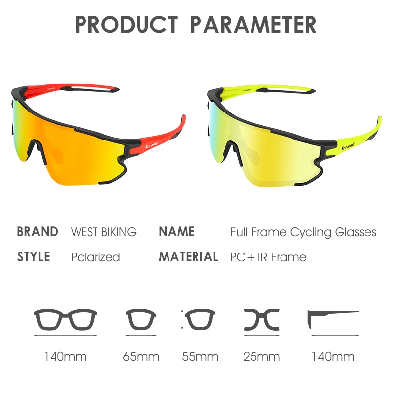 Lunettes De Soleil Cyclisme WEST BIKING Polarisées UV400 - Unisexe - Modèle YP0703171