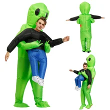 Надувной костюм монстра ET сценическое представление Хэллоуин для взрослых детей зеленый Косплей Вечерние