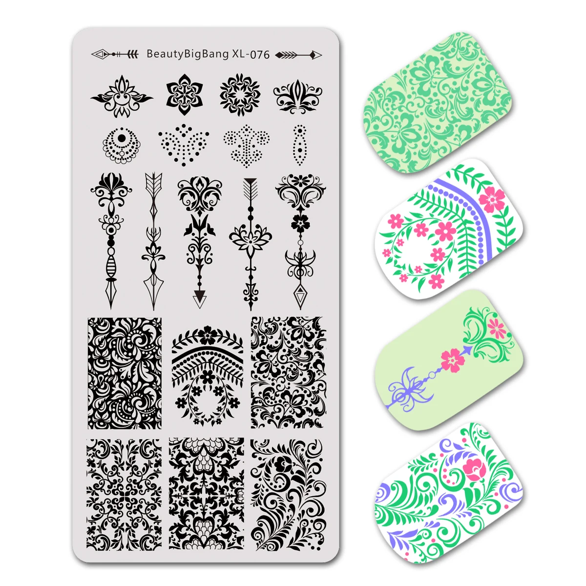 BeautyBigBang 6*12 см прямоугольные пластины для штамповки ногтей летние цветочные геометрические наклейки для ногтей шаблон и форма для ногтей трафареты XL-003 - Цвет: C