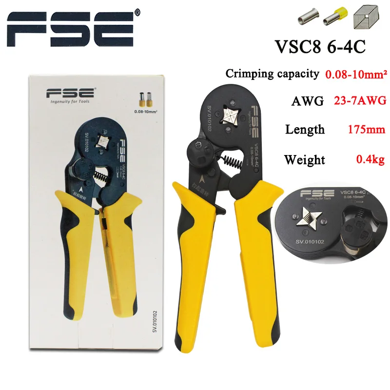 VSC9(hsc8) 10-6A 0,08-10mm2 26-7AWG 6-6 6-6A precisa Регулируемая квадратная трубка кружева алюминиевый сплав обжимной herramientas de mano - Цвет: VSC8 6-4C