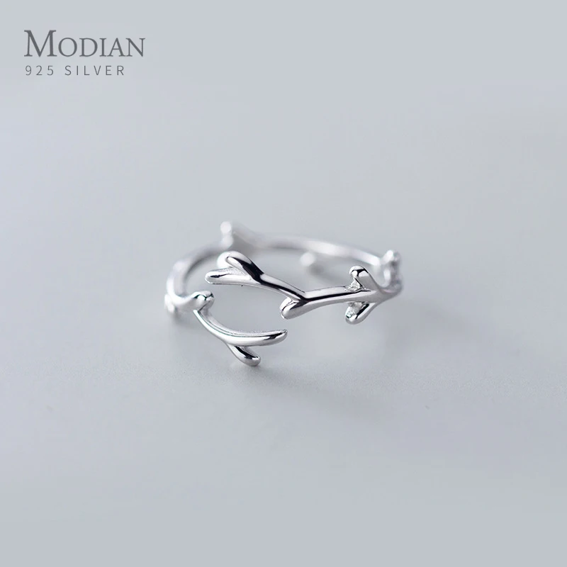 Modian Classic Fashion Irregular Branches Ring for Women Real 925 Sterling Silver Adjustable Free Size Plant Ring Fine Jewelry