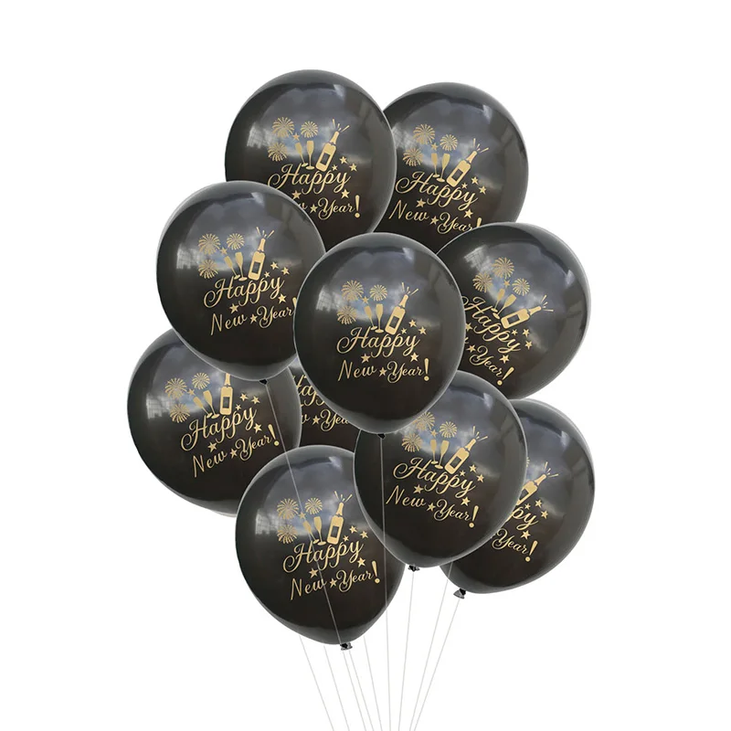 B03-10pcs-black Веселая новогодняя фольга, латекс шар Декор Бумага висячая гирлянда фоторамка реквизит вечерние рождественские украшения своими руками - Цвет: B03-10pcs-black