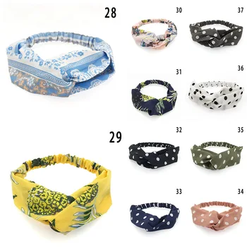

Sweet Cross Knot Wide Headbands For Women Elastic Hairband Floral Dots Hair Accessories For Girls Printed Knotted Girls Headwear