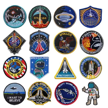 

Space Rocket APOLLO 11 Voyager Badges Back Space Patch Collage USA Apollo Mission Emblem Applique Embroidered Stickers