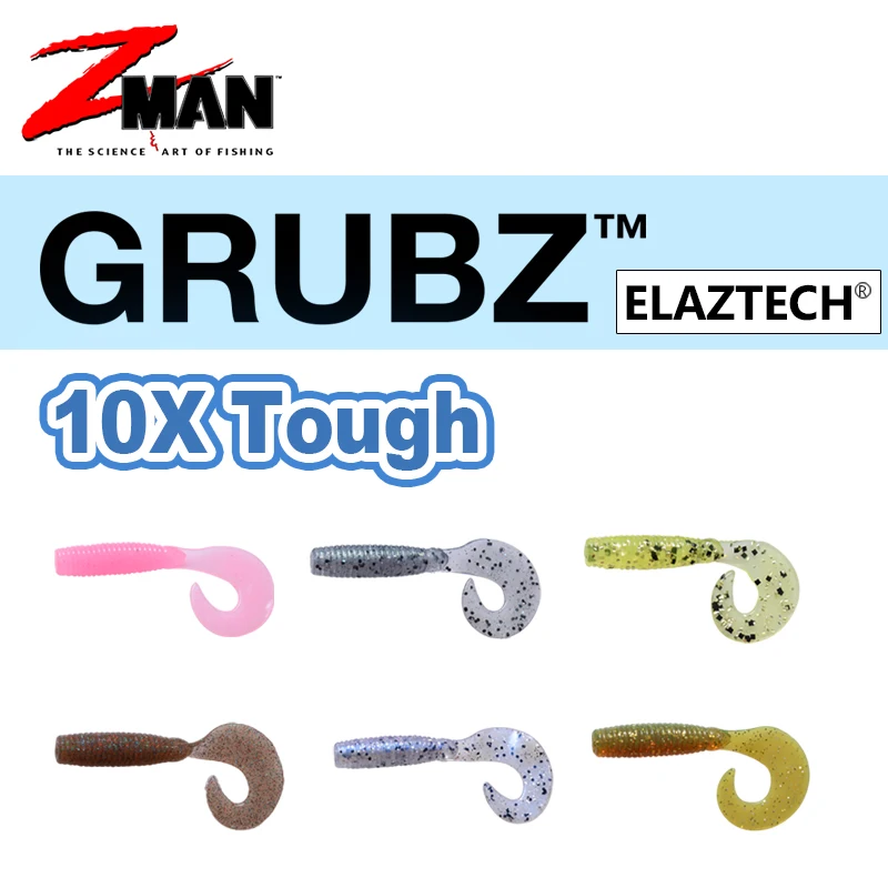 Original American ZMAN GRUBZ Soft Lures 9cm Nature Worms 6pcs/bag