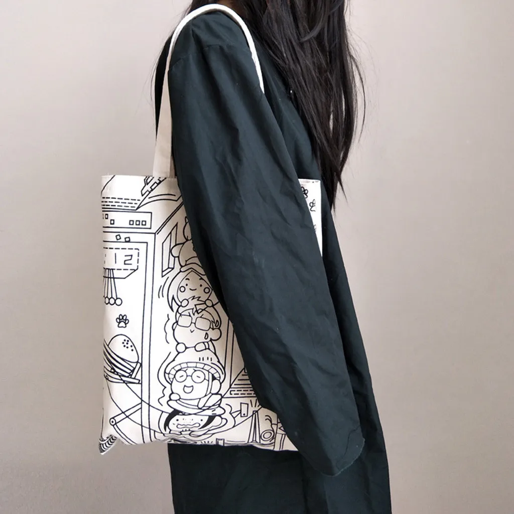 Женская Печать на холсте многоразовые сумки на плечо сплошной цвет большой емкости многоцелевой ручкой женские сумки для покупок
