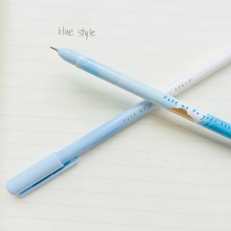 

3X Gradient Blue Style Gel Pen Writing Stationery Black Ink 0.38mm