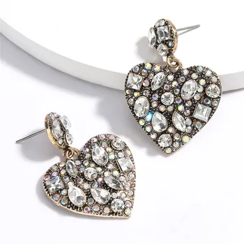 

LUBOV Elegant Multi-color Acrylic Stone Heart Drop Earrings Crystal Loop Pendant Dangle Earrings for Women Party Jewelry New