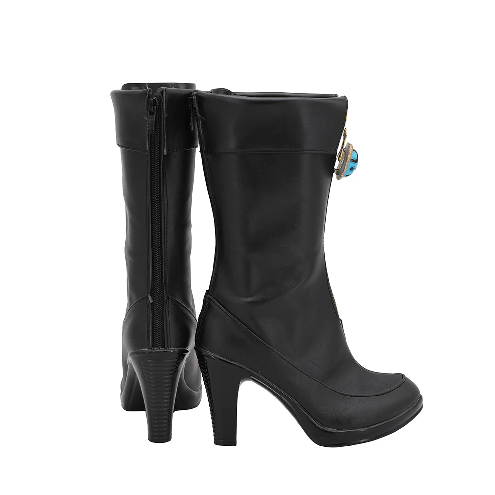 JoJo's Bizarre Adventure Female Giorno Giovanna Cosplay Boots Black High Heel Shoes Custom Made (3)