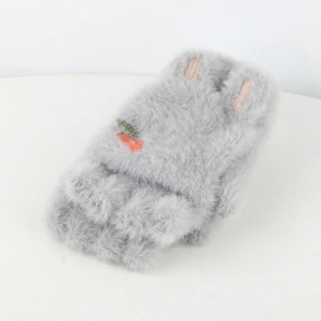 Зимние Модные женские детские плюшевые перчатки с сенсорным экраном, теплые зимние перчатки#102037