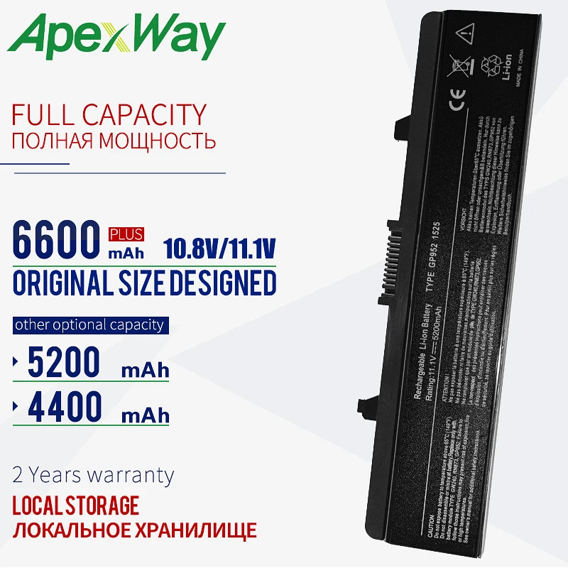 Apexway 11 1 V 6 Батарея для ноутбука Dell Inspiron 1525 1545 1526 1546 Vostro 500 PP29L 0RU573 0RW240 0UK716 0WK371 |