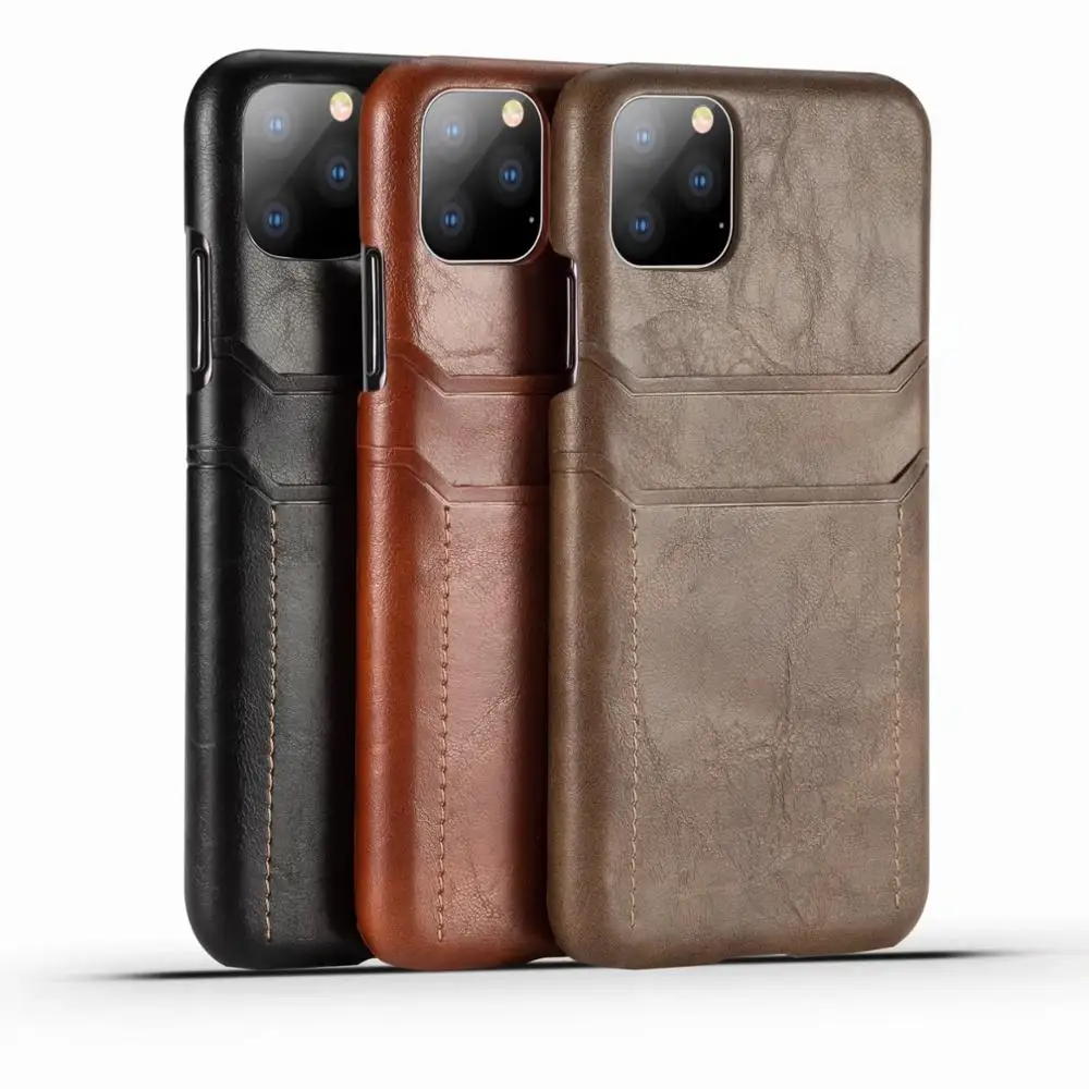 

Cowhide double card for iPhone 11 11Pro 11Promax phone back cover real leather for iPhone 7 8 plus phone case