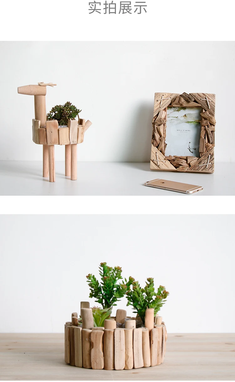 Деревянная настольная ваза ручной работы, креативный горшок для ...
