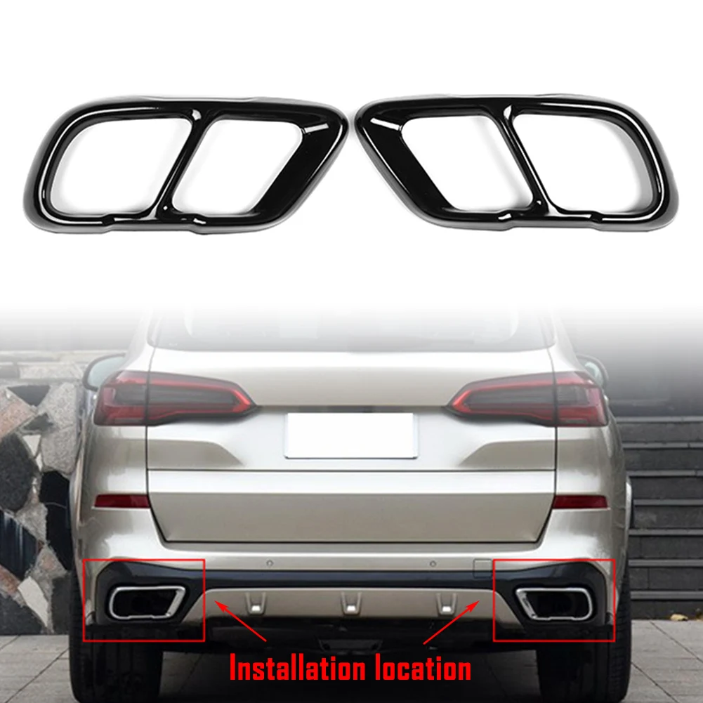 

1Pair For BMW X5 G05 X7 G07 2019 Rear Exhaust Muffler Tail Pipe Cover Trim Gloss Blak Steel Car-Styling Decoration Parts