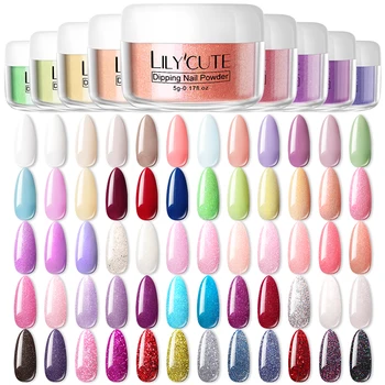 

LILYCUTE 9/10Pcs Dipping Nail Powder Set Fluorescence Glitter Gradient French Nail Dust Powder Natural Dry Nail Art Decoration