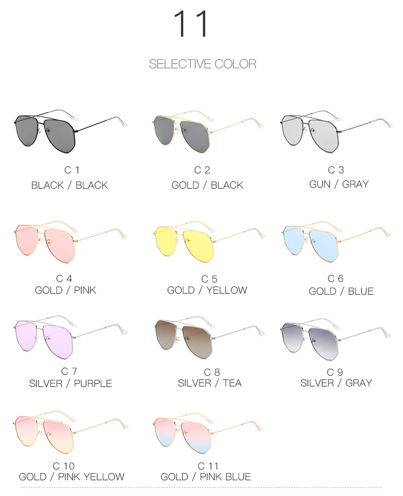 oversized sunglasses 2020 Vintage Brand Design Pilot Sun Glasses for Men Women Metal Frame Driving Sunglasses UV400 Pink Mirror Gradient EyeGlasses Women's Glasses